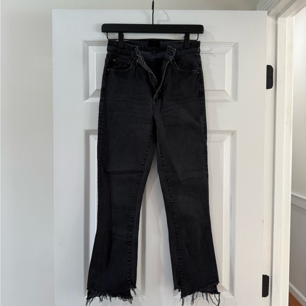 MOTHER Black Ankle Frayed Jeans